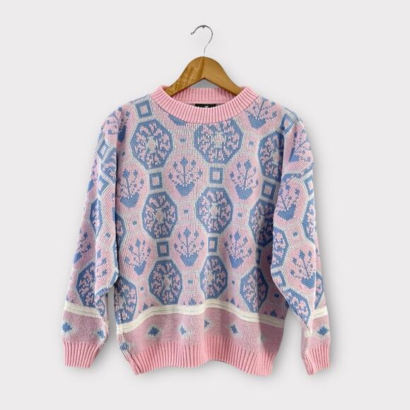 Cabin Creek Sweaters - Vintage Pastel Pink Acrylic Chunky Sweater Size Large